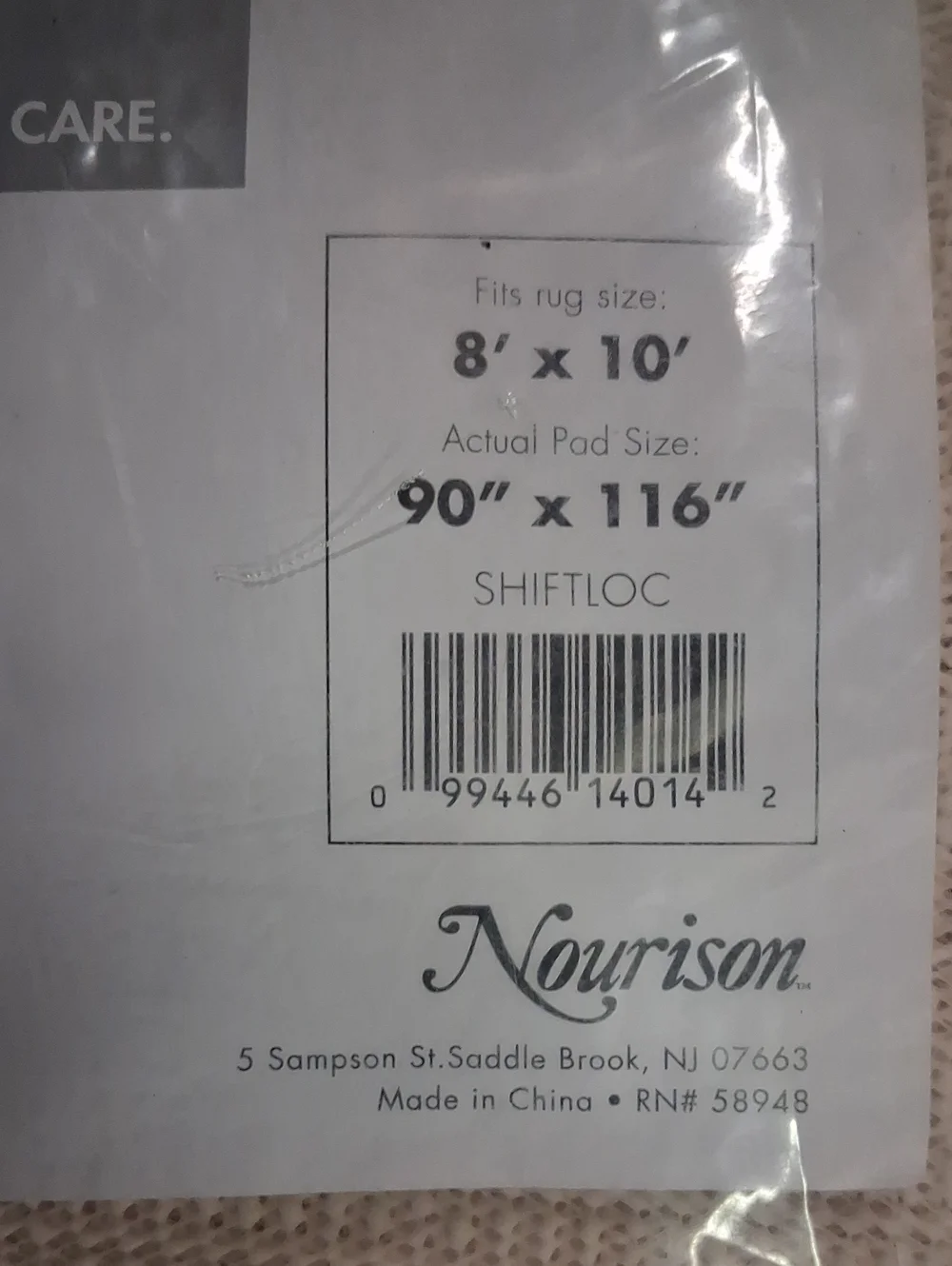 NWT 8x10 Non-Slip Rug Pad